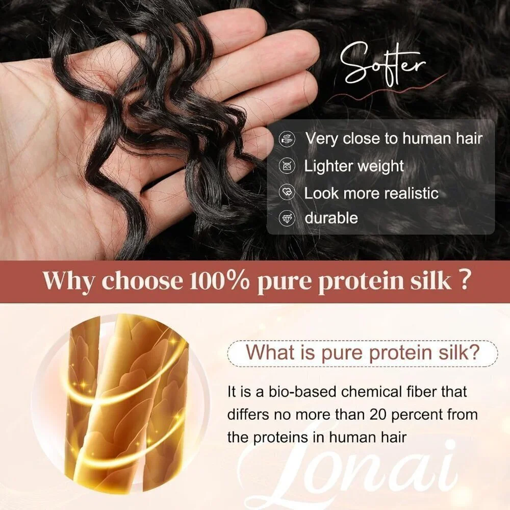 4PC Clip in Hair Extensions, 100％ Pure Protein Silk Curly Hair Extension…